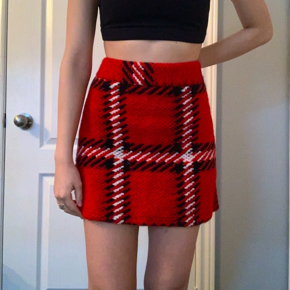 Topshop Knited Plaid Skirt